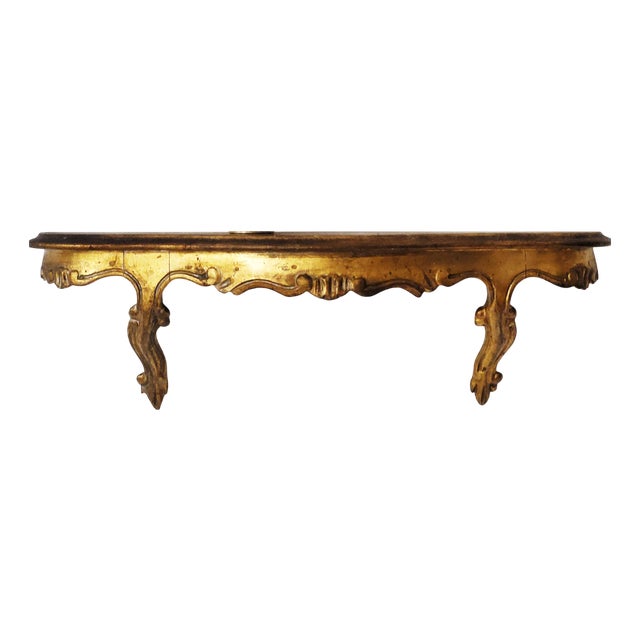 Mid-Century Modern Florentine Giltwood Wall Console, 1950s For Sale