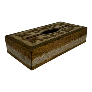 Vintage Mid 20th Century Italian Florentine Giltwood Tissue Box (Background Box) For Sale