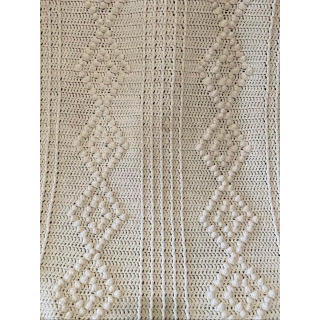 Vintage Mid Century Modern Dimond Bobble Stitch Handmade Plush Throw Blanket For Sale - Image 4 of 6