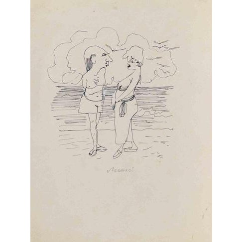 China ink drawing on paper. Hand signed in pencil. Very good condition. This piece is attributed to the mentioned...