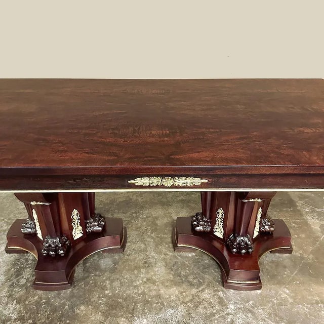 Antique French Empire Mahogany Double Pedestal Dining ~ Conference Table For Sale - Image 16 of 17