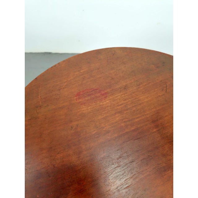 Brown Dutch Art Deco Modernist Round Oak Side Table, 1930s For Sale - Image 8 of 9