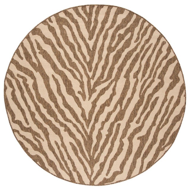 Capri Indoor Outdoor Rug Cream & Beige 6'7" Round For Sale - Image 4 of 4