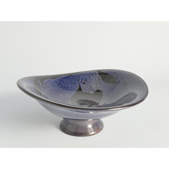 Blue Mermaid and Fish Bowl by Anna Lisa Thomson for Upsala Ekeby, 1950s For Sale - Image 9 of 13