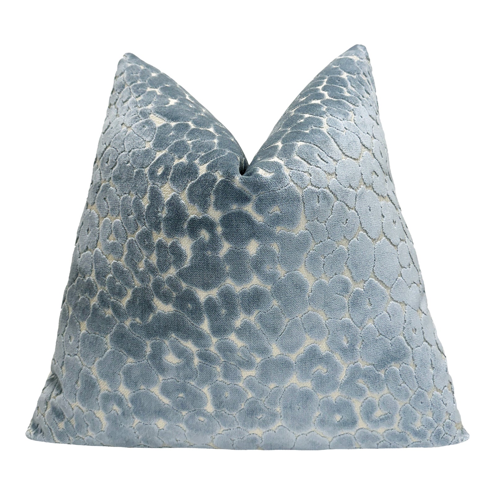 Sky Blue Leopard 20x20 Velvet Throw Pillow With Feather Down Insert ...