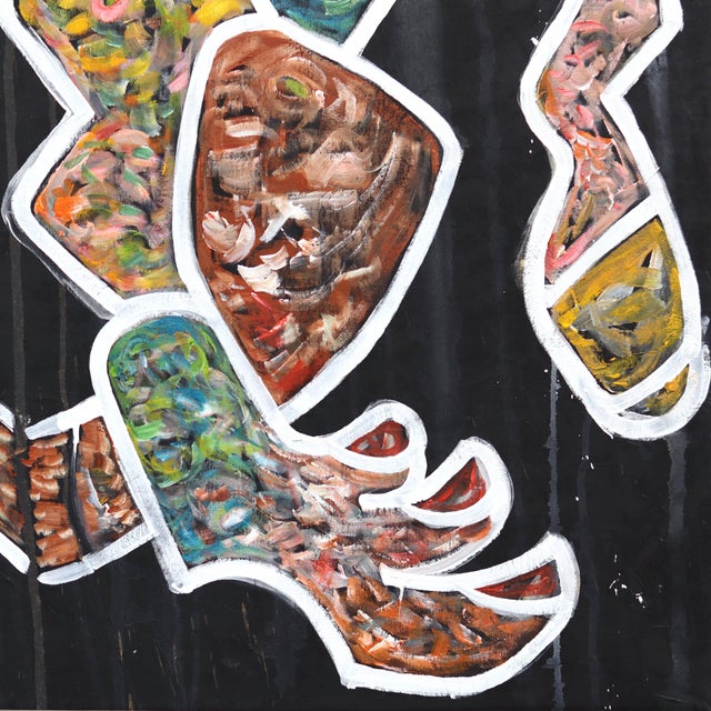 2020s Hello Jit - Large Abstract Color Drenching Organic Mixed Media Art on Canvas Original Artwork by Rue Bootay For Sale - Image 5 of 9