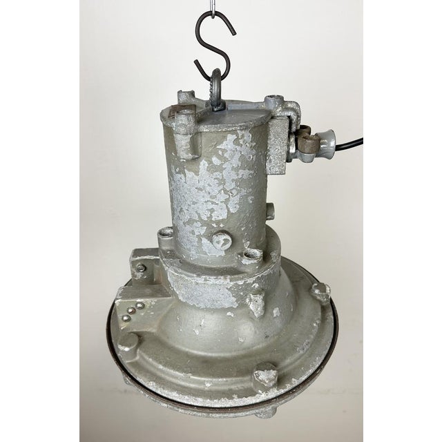Industrial Grey Cast Aluminium Pendant Light, 1960s For Sale - Image 10 of 18