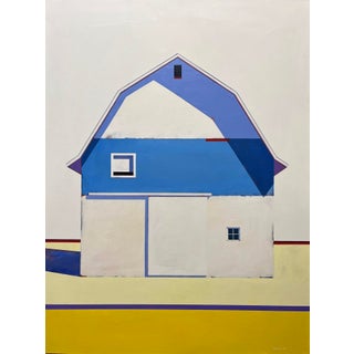 Barn, Palette #1 by Justin Wheatley | Acrylic on Canvas Blue and Cream Barn For Sale