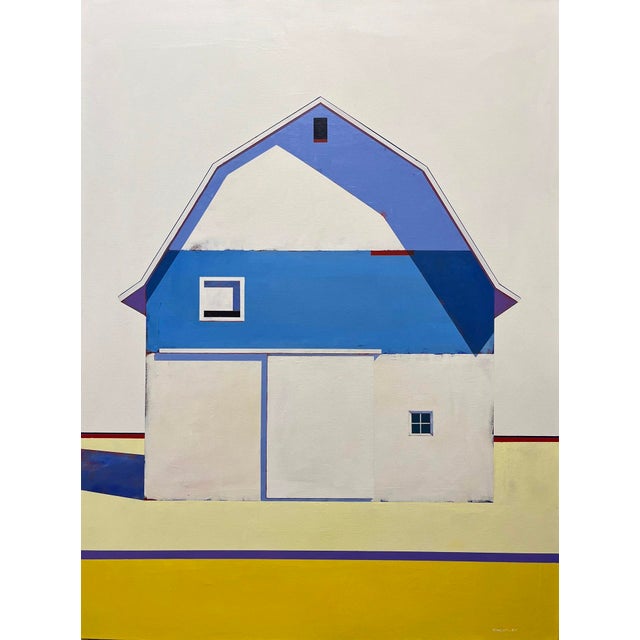 Barn, Palette #1 by Justin Wheatley | Acrylic on Canvas Blue and Cream Barn For Sale