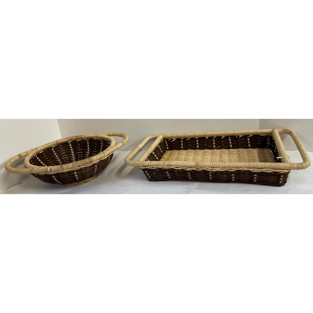 Vintage Two-Tone Wicker Baskets - Set of 2 For Sale - Image 12 of 12