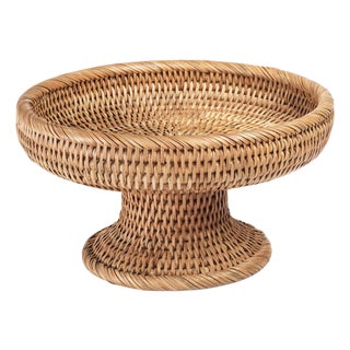 Heritage Weave Rattan Artistry Footed Bowl For Sale