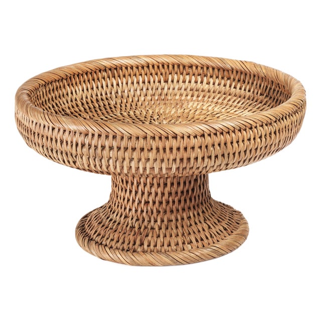 Heritage Weave Rattan Artistry Footed Bowl For Sale