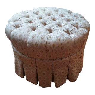 Large Tufted Leaf Pattern Upholstered Ottoman For Sale