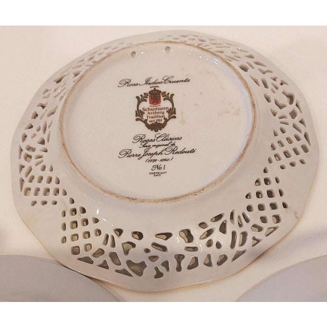 Antique Schumann porcelain plate, Classic Roses series by Pierre Joseph Redouté No. 1, Schumann Arzberg Bavaria 1881,...