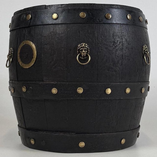 19th Century English Oak Barrel Planter with Brass Banding For Sale - Image 4 of 9