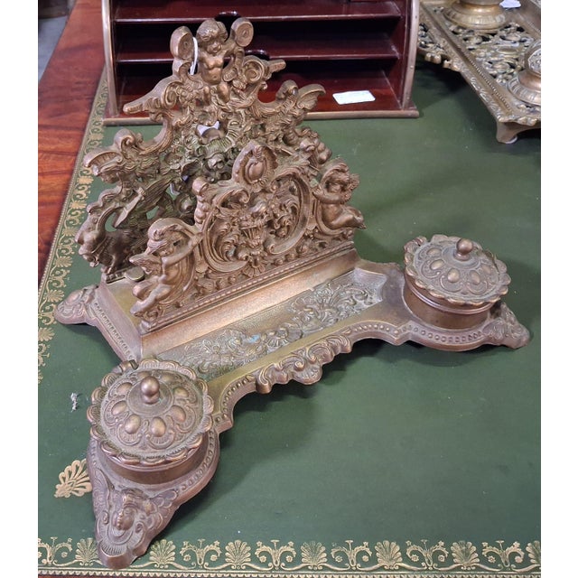 Antique Bronze Inkwell with Cherubs, 1800s For Sale - Image 3 of 8