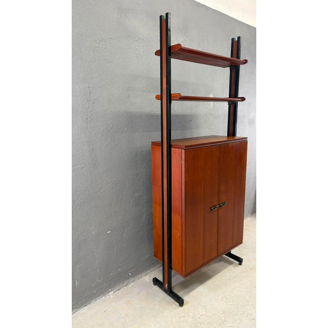 Mid-Century Modern Mid-Century Modern Modular Wall Unit in Veneer and Black Metal Cabinet, Europe, 1960s For Sale - Image 3 of 18