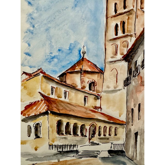 Rustic Henry Emil Salloch Original Watercolor on Paper San Esteban, Segovia España. 1972. For Sale - Image 3 of 6
