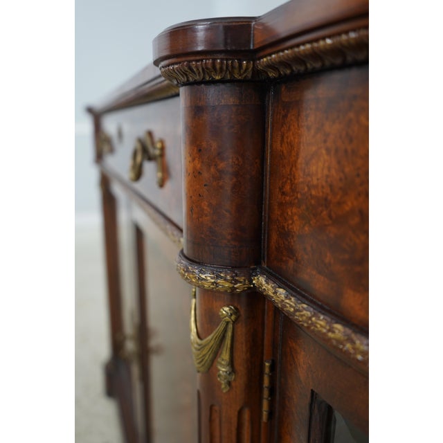 Henredon Burl Walnut Curio Cabinet Banded Server For Sale - Image 15 of 18