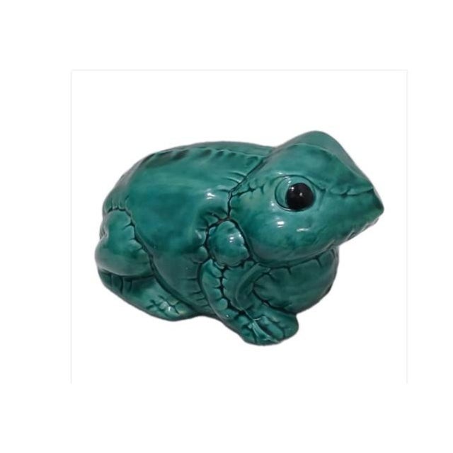 Italian 1950s Huge 9" Ceramic Green Bull Frog Garden Pond Pot Decor Whimsical For Sale - Image 18 of 18