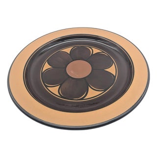 1970s Arabia Finland "Kalevala" Round Stoneware Platter Designed by Anja Jaatinen-Winqvist For Sale
