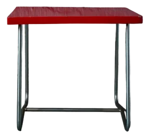 Modernist Red School Desk in Wood and Aluminum Tube by R. Gleizes, 1950s