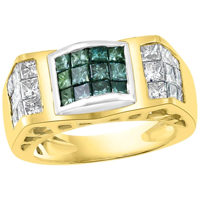 1.4 Carat Blue and White Diamond Cocktail Ring 14 Karat Yellow Gold For Sale - Image 15 of 18