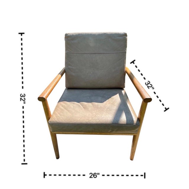 Wood Signed Pair of Thos. Moser White Oak & Leather ‘Fahmida’ Lounge Chairs | Mid-Century Modern For Sale - Image 7 of 7