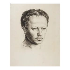 Early 20th Century Portrait Drawing of Man