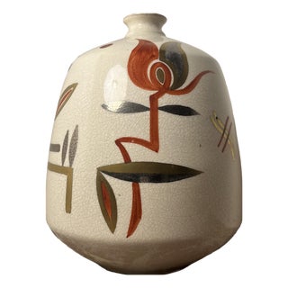 Modernist Vase in Crackled Ceramic from Manufacture de Sainte-Radegonde / Ateliers Asch, 1950s For Sale