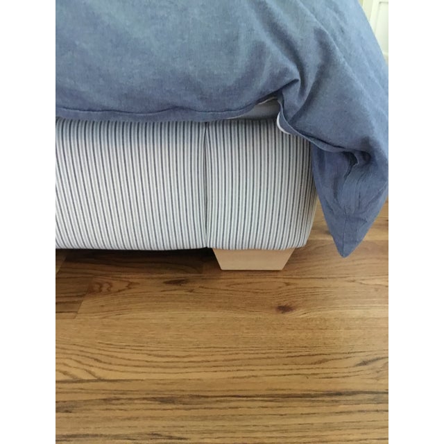 Traditional Twin Blue Pinstriped Bed Frames For Sale - Image 3 of 13