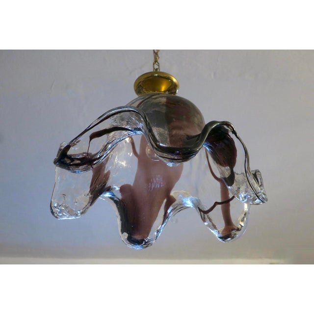 Very beautiful large art glass pendant light by Pertti Santalahti for Humppila, Norway 1960s; blown art glass with...