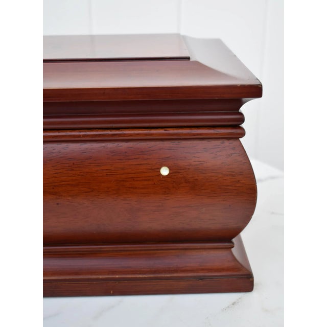 Vintage Bombe' Shaped Cherry Jewelry Box W/Mother of Pearl Inlay For Sale - Image 4 of 13