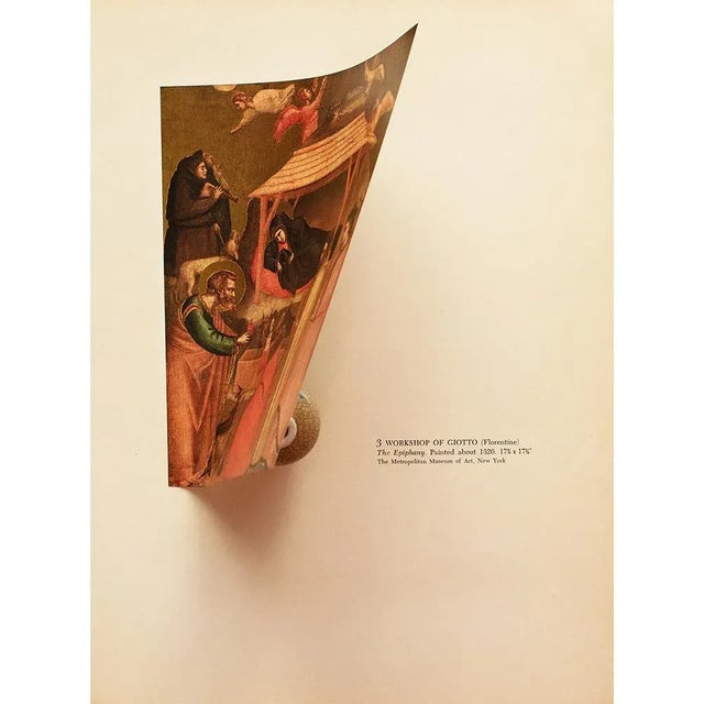1953 After Workshop of Giotto "The Epiphany", Gold Printed First Edition Print For Sale - Image 4 of 8