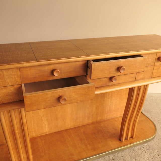 Brown Maple and Brass Console For Sale - Image 8 of 18