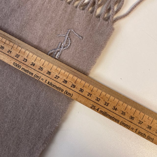 Gray Yves Saint Laurent Grey Solid 100% Wool Scarf For Sale - Image 8 of 10