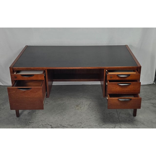 Jens Risom 1960s Jens Rinsom Walnut Executive Desk For Sale - Image 4 of 11