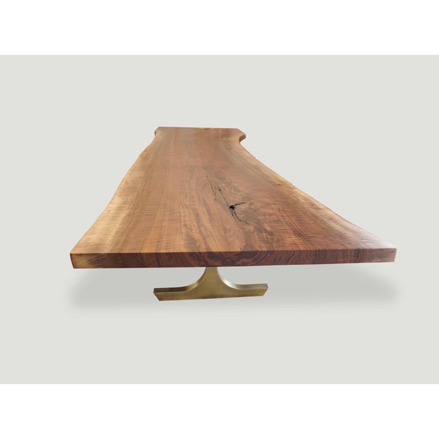Contemporary Andrianna Shamaris Live Edge Dining Table with Bronze Base For Sale - Image 3 of 5