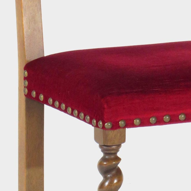 Wood Antique Dining Chairs in Red Velvet, 1890s, Set of 8 For Sale - Image 7 of 9