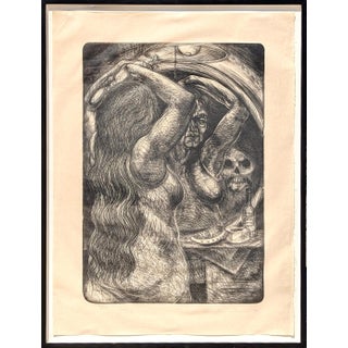 Luis Jiménez "Abuela" Modern Black and White Figurative Nude Lithograph Ed 5/100, 1997 For Sale
