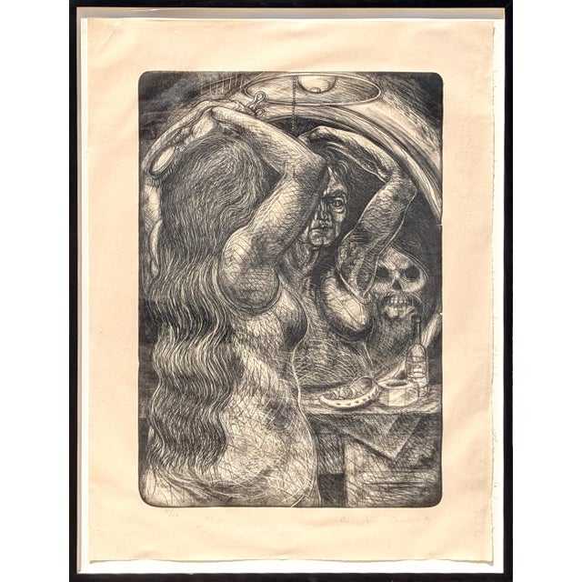 Luis Jiménez "Abuela" Modern Black and White Figurative Nude Lithograph Ed 5/100, 1997 For Sale