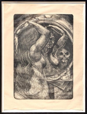 Luis Jiménez "Abuela" Modern Black and White Figurative Nude Lithograph Ed 5/100, 1997