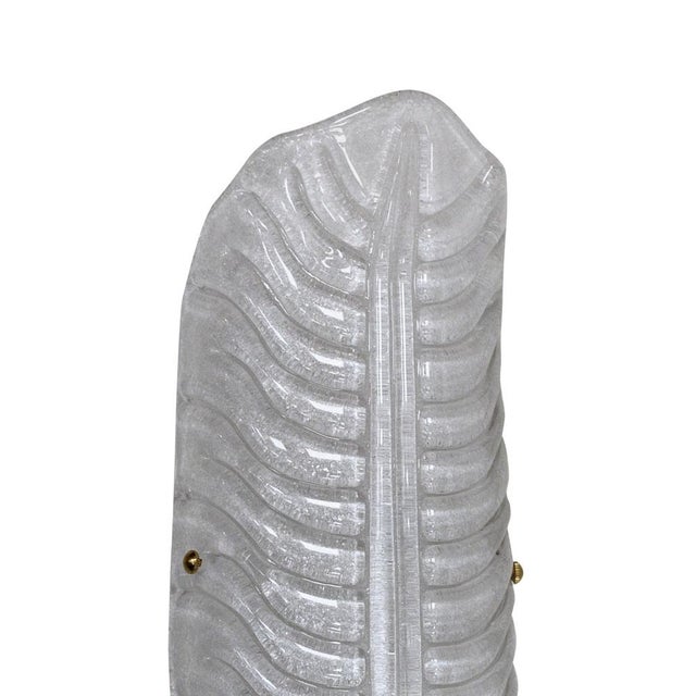 1990s Italian Hand-Blown Murano Glass and Brass Feather Wall Sconces, 1990s, Set of 2 For Sale - Image 5 of 11