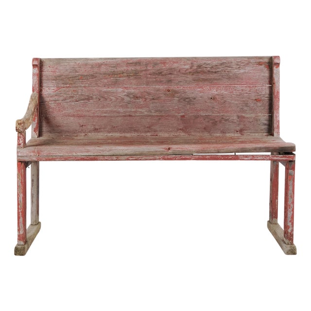 Red Bench in Pine Wood, 1860s For Sale