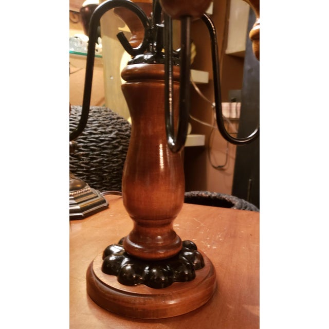 Wood 1960s Vintage Wood and Iron 5 Arm Candelabra For Sale - Image 7 of 10