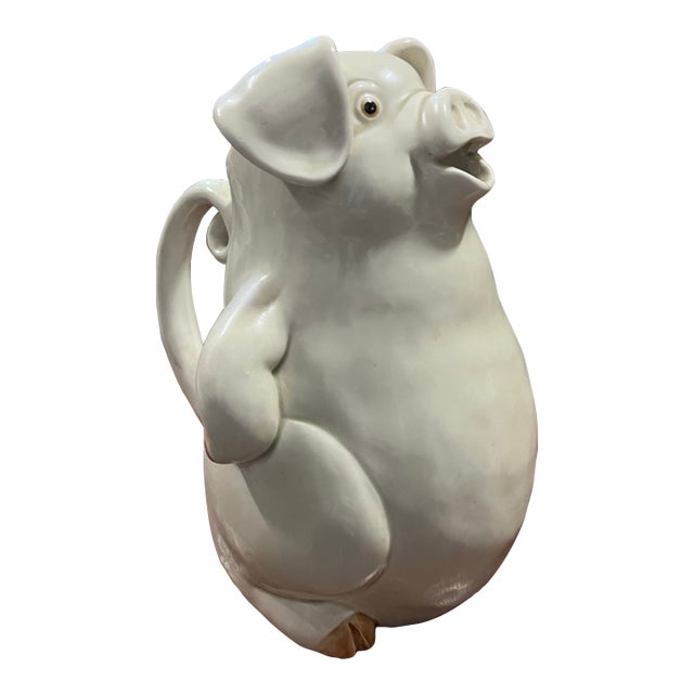 1970s Fits and Floyd White Ceramic Piggy Pitcher For Sale