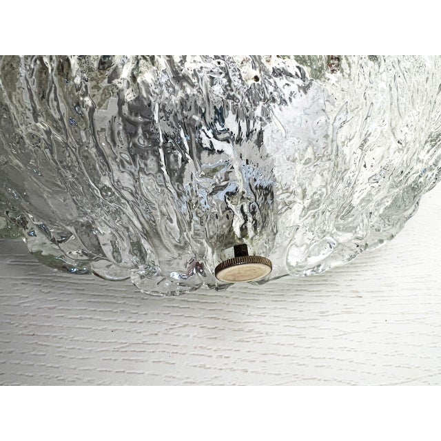 Textured Ice Glass Flush Mount Ceiling Lamp from Kaiser Leuchten, 1960s For Sale - Image 10 of 14