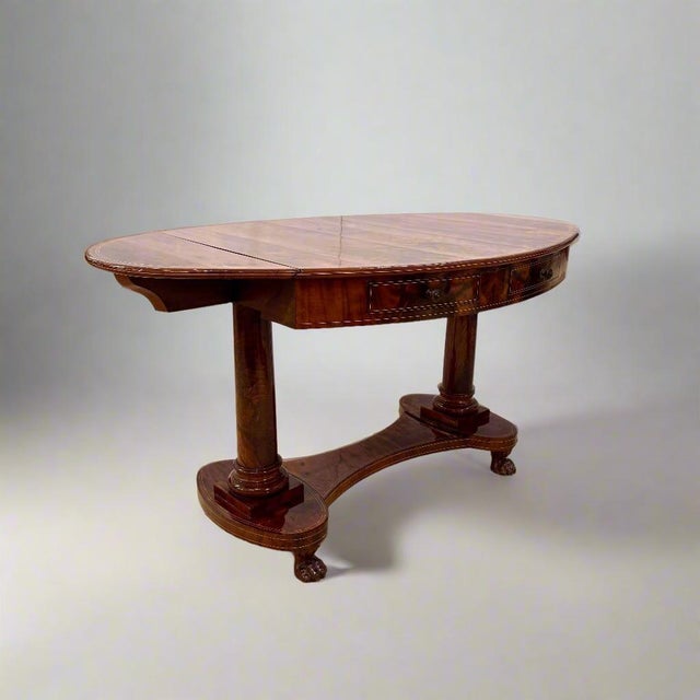 Brown Early 19th Century Biedermeier Period Oval Library Table desk Germany For Sale - Image 8 of 18