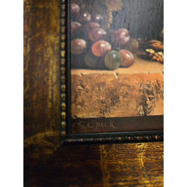 1980s Pair, Loren Speck, Vintage Italian-Style Framed Still-Life Art Prints Titled Wine Bottle & a Date to Remember For Sale - Image 5 of 13
