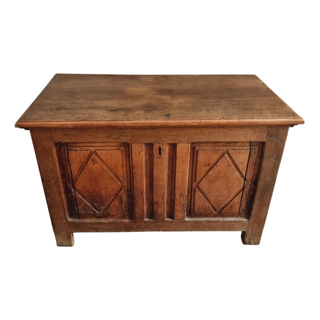 French Louis XIII Chest in Oak and Cherrywood with Iron Hinges, 17th Century For Sale